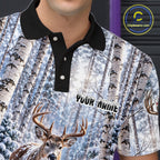 Personalized Winter Deer Bowling Polo 1/4-Zip Custom Deer Bowling Team Apparel