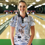 Personalized Winter Deer Bowling Polo 1/4-Zip Custom Deer Bowling Team Apparel