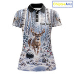 Personalized Winter Deer Bowling Polo 1/4-Zip Custom Deer Bowling Team Apparel