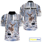 Personalized Winter Deer Bowling Polo 1/4-Zip Custom Deer Bowling Team Apparel