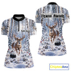 Personalized Winter Deer Bowling Polo 1/4-Zip Custom Deer Bowling Team Apparel