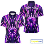 Glowing Pins Bowling Ball Shirt Custom Neon Purple Bowling Jersey Team Apparel