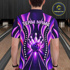 Glowing Pins Bowling Ball Shirt Custom Neon Purple Bowling Jersey Team Apparel