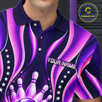 Glowing Pins Bowling Ball Shirt Custom Neon Purple Bowling Jersey Team Apparel