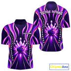 Glowing Pins Bowling Ball Shirt Custom Neon Purple Bowling Jersey Team Apparel
