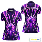 Glowing Pins Bowling Ball Shirt Custom Neon Purple Bowling Jersey Team Apparel