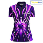 Glowing Pins Bowling Ball Shirt Custom Neon Purple Bowling Jersey Team Apparel