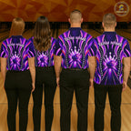 Glowing Pins Bowling Ball Shirt Custom Neon Purple Bowling Jersey Team Apparel