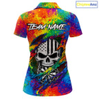 Colorful Splatter Torn Dart Shirt Custom US Flag Skull Darts Team Outfits, Darts Gifts