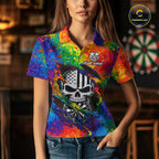 Colorful Splatter Torn Dart Shirt Custom US Flag Skull Darts Team Outfits, Darts Gifts