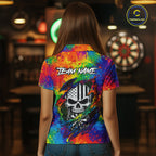Colorful Splatter Torn Dart Shirt Custom US Flag Skull Darts Team Outfits, Darts Gifts