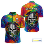 Colorful Splatter Torn Dart Shirt Custom US Flag Skull Darts Team Outfits, Darts Gifts