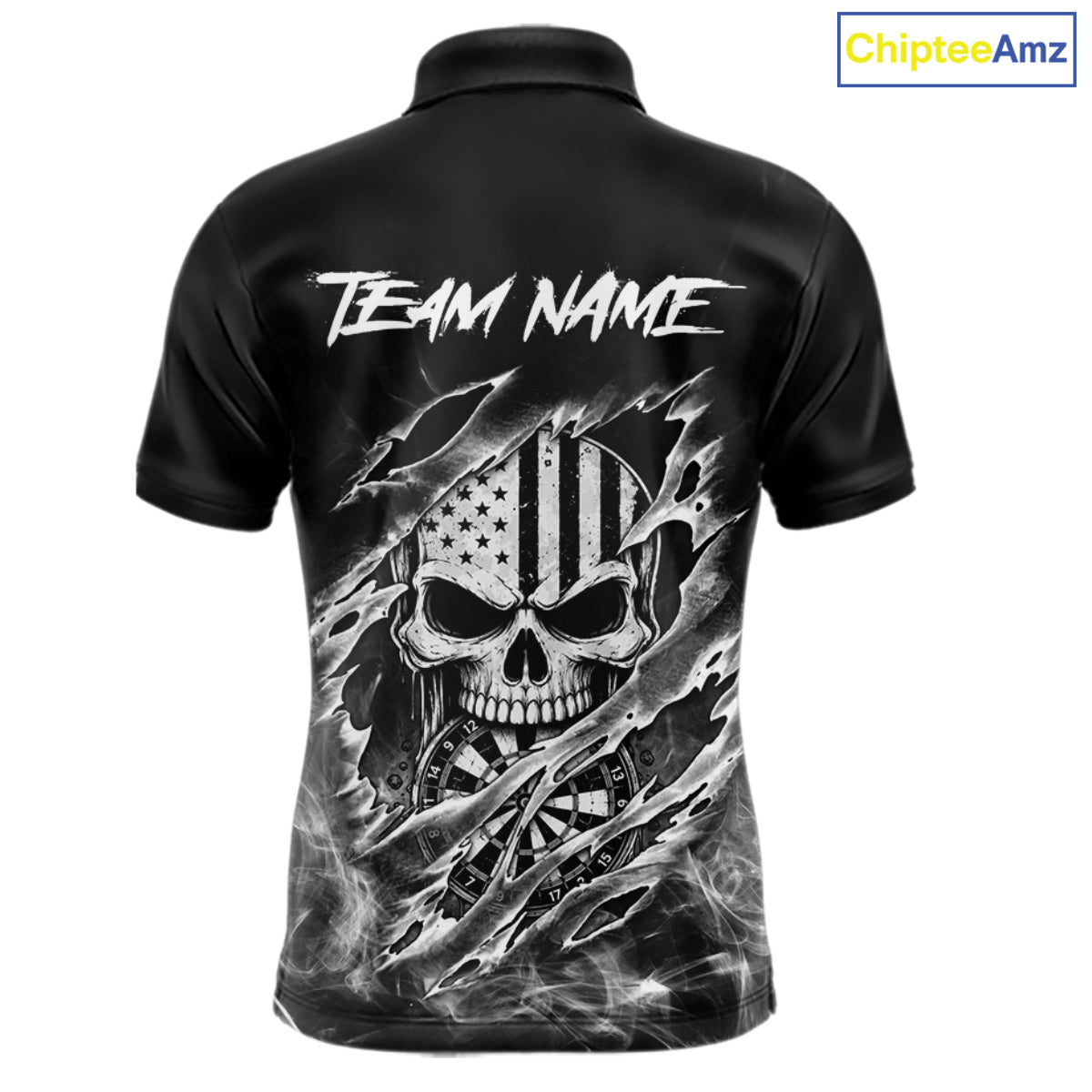 White Smokes Torn Dart Shirt Custom US Flag Skull Darts Team Outfits, Darts Gifts