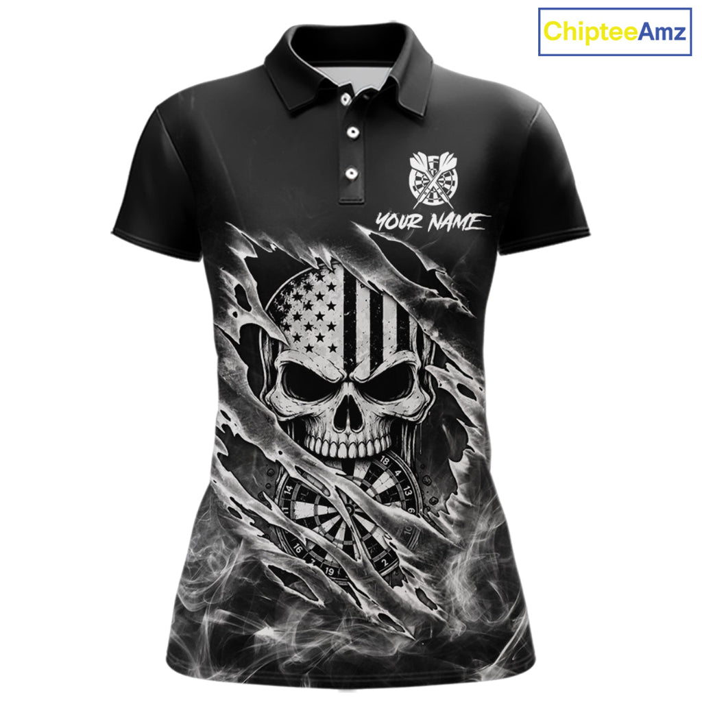 White Smokes Torn Dart Shirt Custom US Flag Skull Darts Team Outfits, Darts Gifts