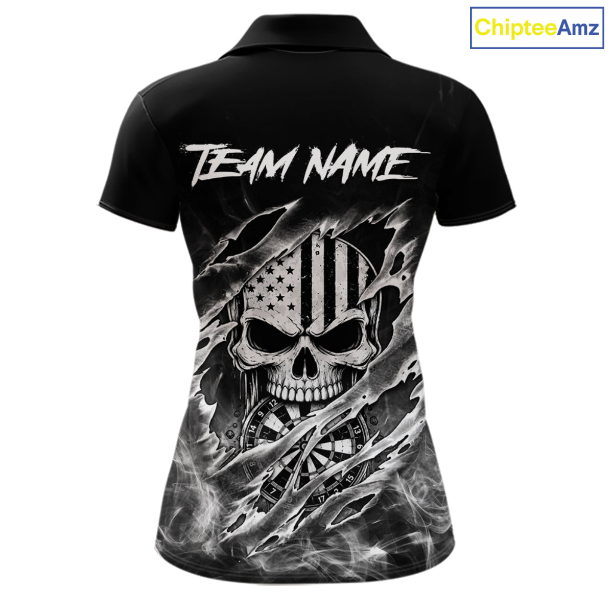 White Smokes Torn Dart Shirt Custom US Flag Skull Darts Team Outfits, Darts Gifts