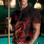 Custom Red Grunge Dragon 8 Ball Billiard Pool Shirt Funny Billiard Team Jersey