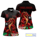 Custom Red Grunge Dragon 8 Ball Billiard Pool Shirt Funny Billiard Team Jersey
