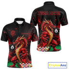 Custom Red Grunge Dragon 8 Ball Billiard Pool Shirt Funny Billiard Team Jersey