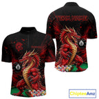 Custom Red Grunge Dragon 8 Ball Billiard Pool Shirt Funny Billiard Team Jersey