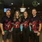 Custom Red Grunge Dragon 8 Ball Billiard Pool Shirt Funny Billiard Team Jersey