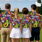 Personalized Name Golf Shirt Funny Avocado Golf Jersey Colorful Graffiti Golf Polo Shirt
