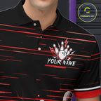 Red Horizontal Stripes Bowling Shirt Personalized Thunder Lightning Team Bowling Jersey
