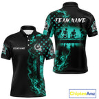 Teal Smokes American Flag 8 Ball Billiard Pool Shirt Custom Billiard Skeleton Team Appeal