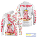 Matching Golf Polo Shirts Custom Pink & White Glitter Pig Golf Team Outfits