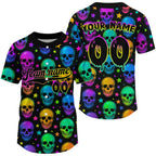 Custom Colorful Skull Baseball Halloween Shirt Hallow's Eve Baseball Jerseys
