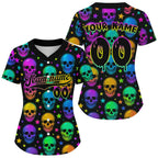 Custom Colorful Skull Baseball Halloween Shirt Hallow's Eve Baseball Jerseys