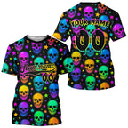 Custom Colorful Skull Baseball Halloween T-Shirt Hallow's Eve Baseball Shirts