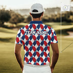 Texas Flag Argyle Golf Polo Shirt Custom Red White Blue Argyle Golf Team Shirts