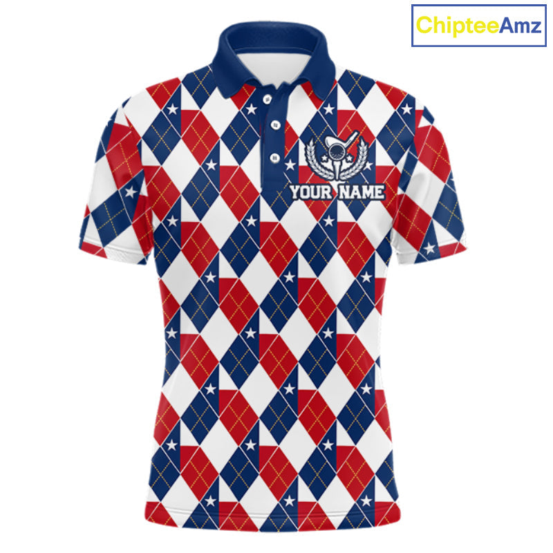 Texas Flag Argyle Golf Polo Shirt Custom Red White Blue Argyle Golf Team Shirts