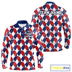 Texas Flag Argyle Golf Polo Shirt Custom Red White Blue Argyle Golf Team Shirts