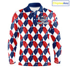 Texas Flag Argyle Golf Polo Shirt Custom Red White Blue Argyle Golf Team Shirts