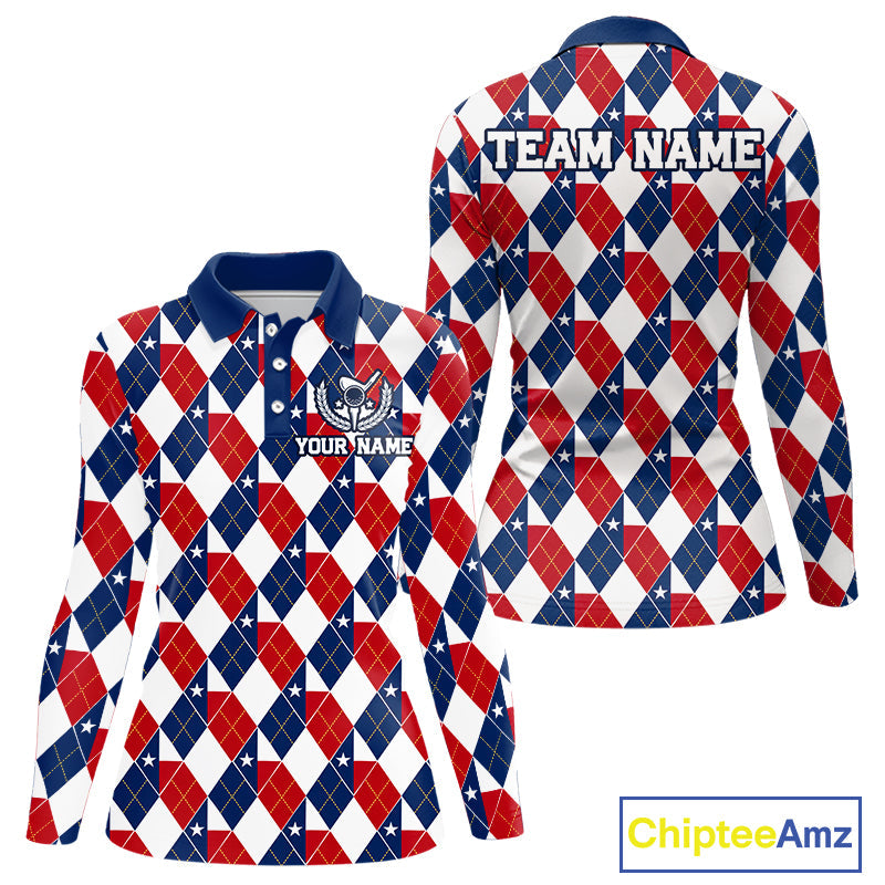 Texas Flag Argyle Golf Polo Shirt Custom Red White Blue Argyle Golf Team Shirts