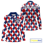 Texas Flag Argyle Golf Polo Shirt Custom Red White Blue Argyle Golf Team Shirts