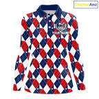 Texas Flag Argyle Golf Polo Shirt Custom Red White Blue Argyle Golf Team Shirts