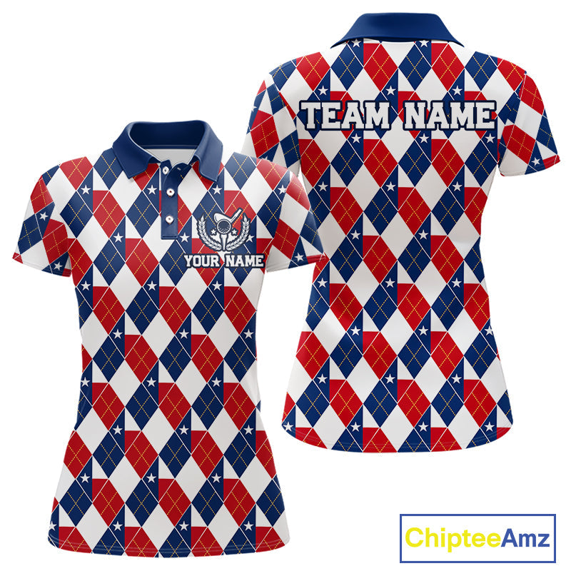 Texas Flag Argyle Golf Polo Shirt Custom Red White Blue Argyle Golf Team Shirts