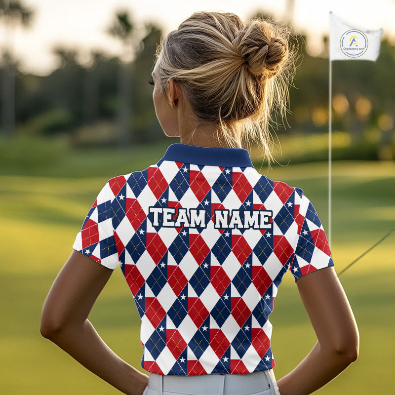 Texas Flag Argyle Golf Polo Shirt Custom Red White Blue Argyle Golf Team Shirts