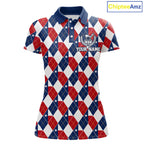 Texas Flag Argyle Golf Polo Shirt Custom Red White Blue Argyle Golf Team Shirts