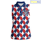 Texas Flag Argyle Golf Sleeveless Polo Shirt Custom Red White Blue Argyle Golf Team Shirts