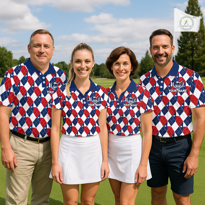Texas Flag Argyle Golf Polo Shirt Custom Red White Blue Argyle Golf Team Shirts