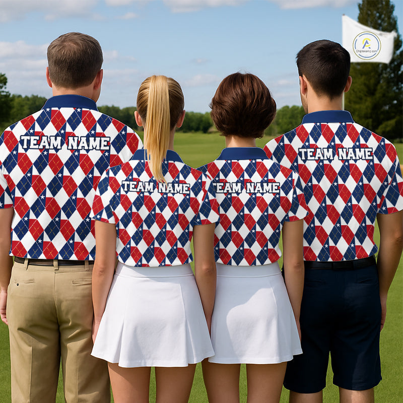 Texas Flag Argyle Golf Polo Shirt Custom Red White Blue Argyle Golf Team Shirts