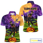 Halloween Golf Polo Shirt Personalized Argyle Skeleton Golfer Halloween Golf Team Jersey
