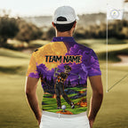 Halloween Golf Polo Shirt Personalized Argyle Skeleton Golfer Halloween Golf Team Jersey