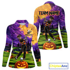 Halloween Golf Polo Shirt Personalized Argyle Skeleton Golfer Halloween Golf Team Jersey