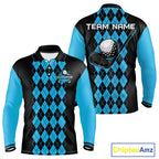Argyle Golf Polo Shirt Personalized Blue Argyle Golf Shirt Short Sleeve Golf Apparel