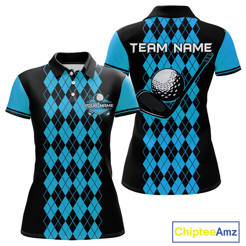 Argyle Golf Polo Shirt Personalized Blue Argyle Golf Shirt Short Sleeve Golf Apparel