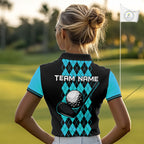 Argyle Golf Polo Shirt Personalized Blue Argyle Golf Shirt Short Sleeve Golf Apparel